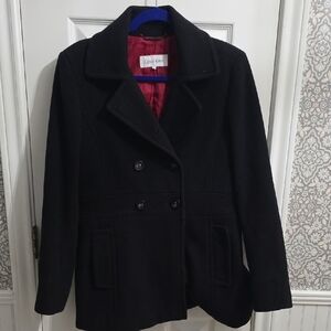 Women's Black Wool Cashmere Blend Calvin Klein 6 Button Peacoat Size 6​​